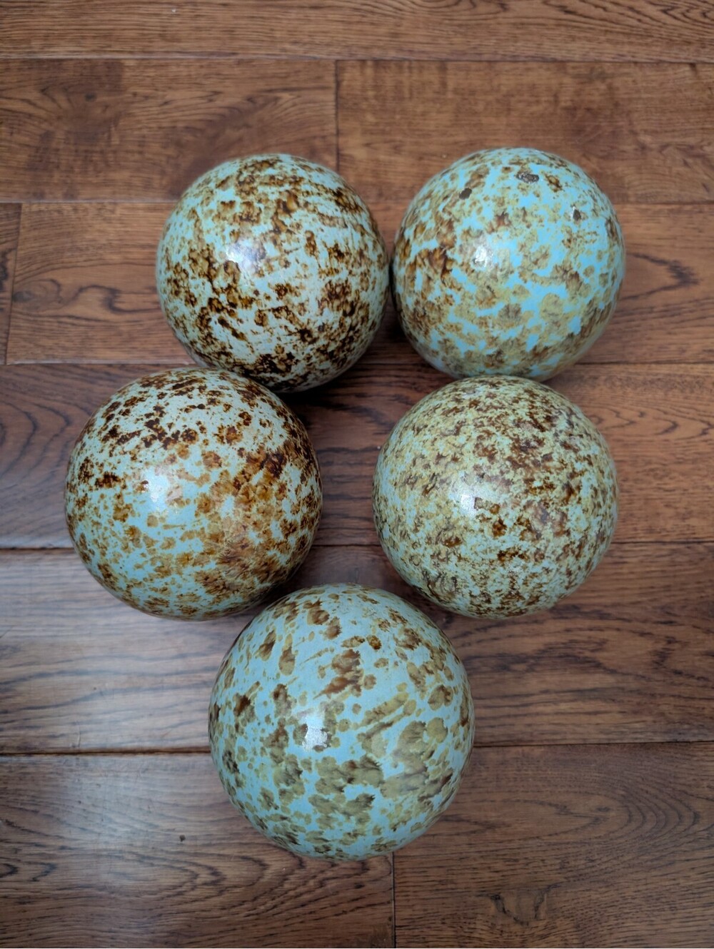 5 Ceramic Decorative Balls Spheres 13" Circumference
